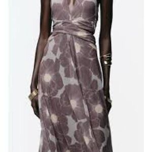 Zara Sleeveless Floral Maxi Dress in Dusty Mauve and Cream in S